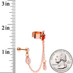16G Rose Gold Tone Ladybug Flower Left Cuff Chain Cartilage Ring