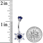 Clear Blue CZ Gem Snowflake Christmas Belly Ring