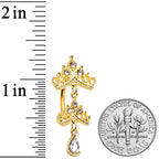 Clear Gem Gold Tone Tempting Tiara Top Mount Dangle Belly Ring