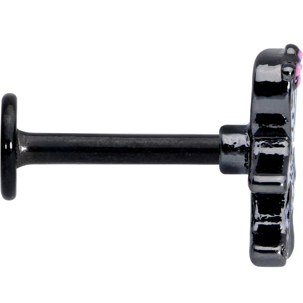 16G 5/16 Black Skeleton Girl Halloween Labret Monroe Tragus