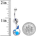 Clear Gem Whale in the Water Nautical Dangle Belly Ring