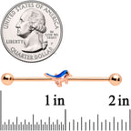 14G Rose Gold Tone Blue Bird Industrial Barbell 38mm
