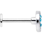 16G 5/16 Aqua CZ Gem Crescent Moon Heart Labret Monroe Tragus