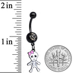 Clear Gem Skeleton Girl Halloween Dangle Belly Ring
