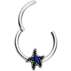 16G 3/8 Blue Gem Super Starfish Nautical Hinged Segment Ring