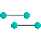 14G 9/16 Thoroughly Teal Matte Barbell Nipple Ring Set