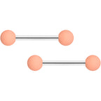 14G 9/16 Peach Grey Matte Barbell Nipple Ring Set of 4