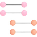 14G 9/16 Pink Peach Matte Barbell Nipple Ring Set of 4