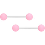 14G 9/16 Pink Peach Matte Barbell Nipple Ring Set of 4
