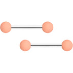 14G 9/16 Pink Peach Matte Barbell Nipple Ring Set of 4