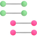 14G 9/16 Mint Green Hot Pink Matte Barbell Nipple Ring Set of 4
