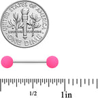 14G 9/16 Mint Green Hot Pink Matte Barbell Nipple Ring Set of 4