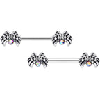 14G 5/8 Aurora Gem Holiday Angels Wings Barbell Nipple Ring Set