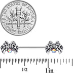 14G 5/8 Aurora Gem Holiday Angels Wings Barbell Nipple Ring Set