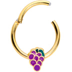 16G 3/8  Gold Tone Sweet Purple Grapes Hinged Segment Ring