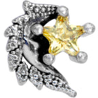16G 5/16 Yellow Gem Shooting Star Labret Monroe Tragus