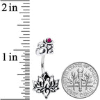 Red Gem Yoga Om Lotus Flower Double Mount Belly Ring