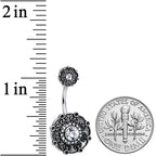 Clear Gem Floral Emblem Double Mount Belly Ring