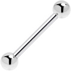 Solid 14k White Gold Straight Barbell Ring 16G 3/8 3mm