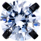 18G 1/4 CZ Gem Black 3mm Threadless Push In Labret Tragus