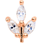 16G 1/4 CZ Rose Gold PVD Leaf Threadless Push In Labret Tragus