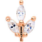 16G 5/16 CZ Rose Gold PVD Leaf Threadless Push In Labret Tragus