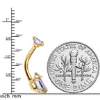 Vitrail CZ Gem Gold Tone Duo Internally Threaded Belly Ring