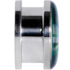 Green Hologram Marijuana Weed Leaf Screw Fit Plug Set 6G to 1 Inch