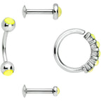 16G Green Orb Septum Labret Cartilage Tragus Set of 4