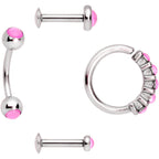 16G Pink Orb Septum Labret Cartilage Tragus Set of 4