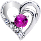 16G 5/16 Clear Pink Gem Heart Valentines Day Labret Monroe Tragus