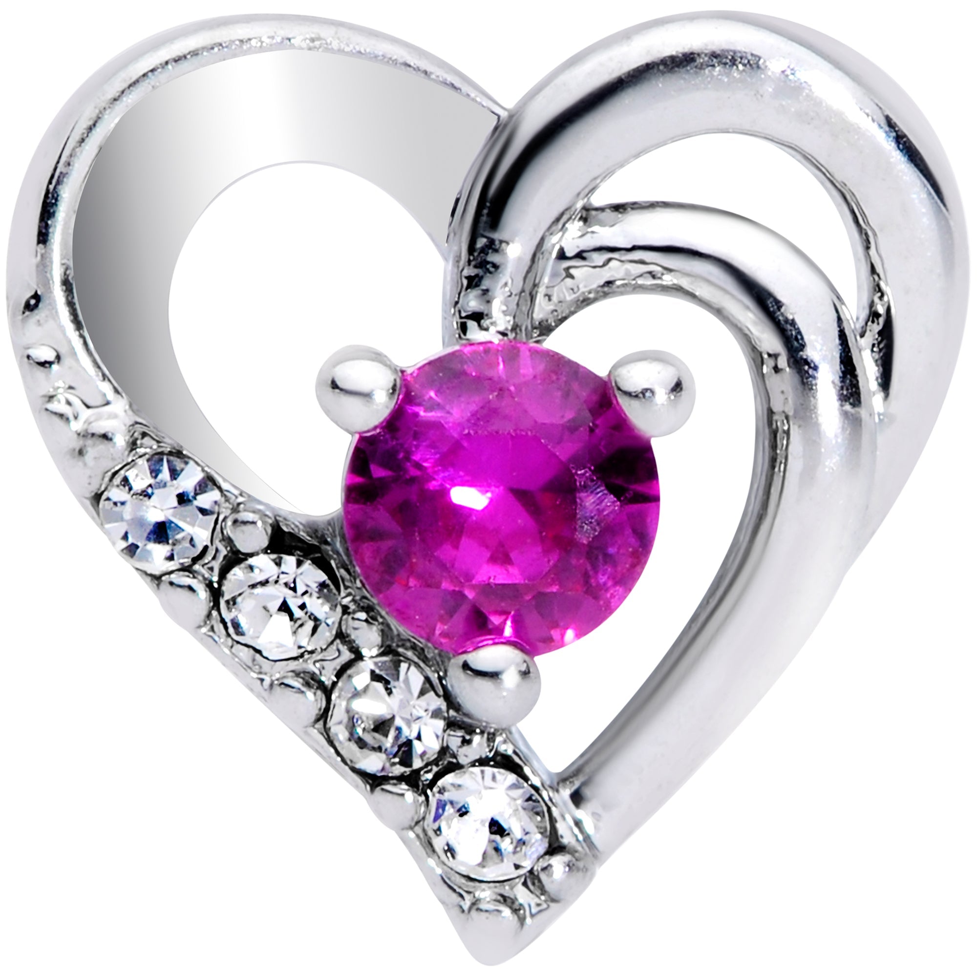 16G 5/16 Clear Pink Gem Heart Valentines Day Labret Monroe Tragus