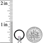 16G 3/8 Black Skeleton Girl Halloween Hinged Segment Ring