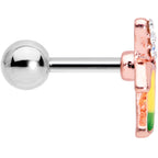 16G 1/4 Clear CZ Gem Rose Gold Tone Glam Banana Cartilage Tragus