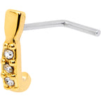 20G Clear CZ Gem Gold Tone Trio Faux Hoop L Shaped Nose Ring