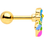 16G 1/4 Yellow Gem Gold Tone Neon Flower Cartilage Tragus