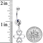 Clear Gem Heart Shamrock St Patricks Day Dangle Belly Ring
