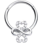 16G 3/8 Clear Gem Heart Shamrock St Patricks Hinged Segment Ring