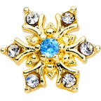 16G 1/4 Blue CZ Gold Tone Snowflake Christmas Cartilage Tragus