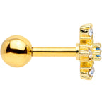 16G 1/4 Blue CZ Gold Tone Snowflake Christmas Cartilage Tragus