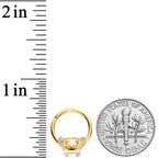 16G 3/8 Clear Gem Gold Tone Flying Pigs Hinged Segment Ring