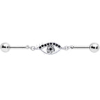 14G Clear Black Gem Wide Eye Double Industrial Barbell 40mm