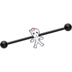 14G Black Skeleton Girl Halloween Industrial Barbell 38mm
