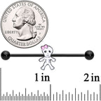 14G Black Skeleton Girl Halloween Industrial Barbell 38mm