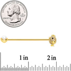 14G Clear Gem Gold Tone Egg Chick Industrial Barbell 38mm