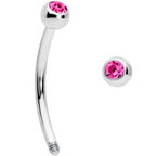 16G 1/2 Pink Gem Ball End Curved Barbell