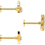 16G 5/16 Clear CZ Gem Gold Tone Nautical Labret Tragus Set of 3