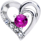 16G 1/4 Clear Pink Gem Swirling Heart Valentine Cartilage Tragus