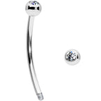 16G 9/16 Clear Gem Ball End Curved Barbell