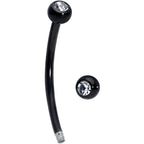 16G 9/16 Clear Gem Ball End Black Curved Barbell